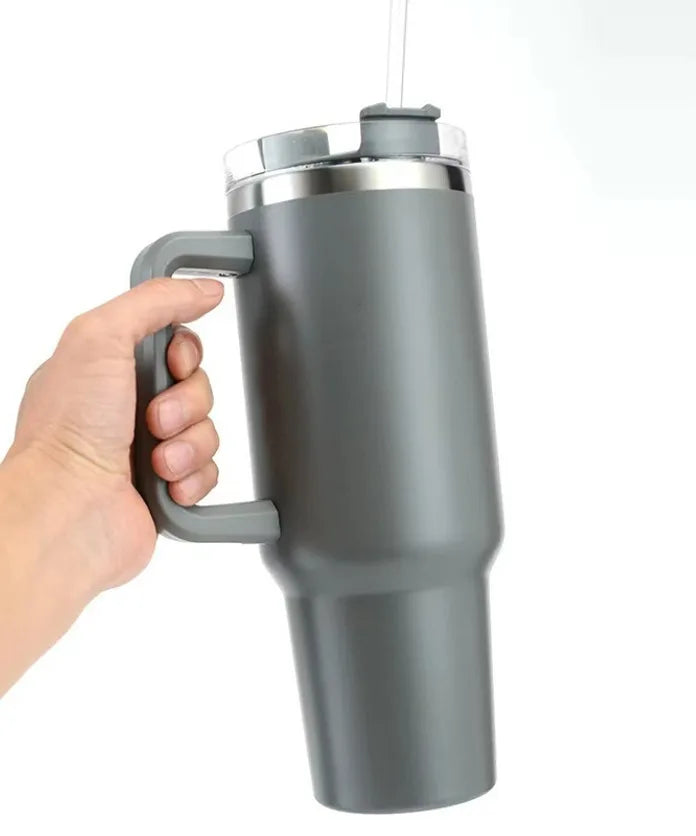 Copo Garrafa 1200ml Térmico com Canudo Alça Portátil para Água Café Refrige