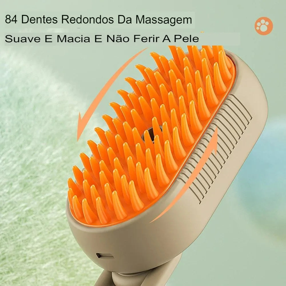 Escova de vapor 3 em 1 para remoção de pelos de animais de estimação, pente de massagem, para gatos/cães