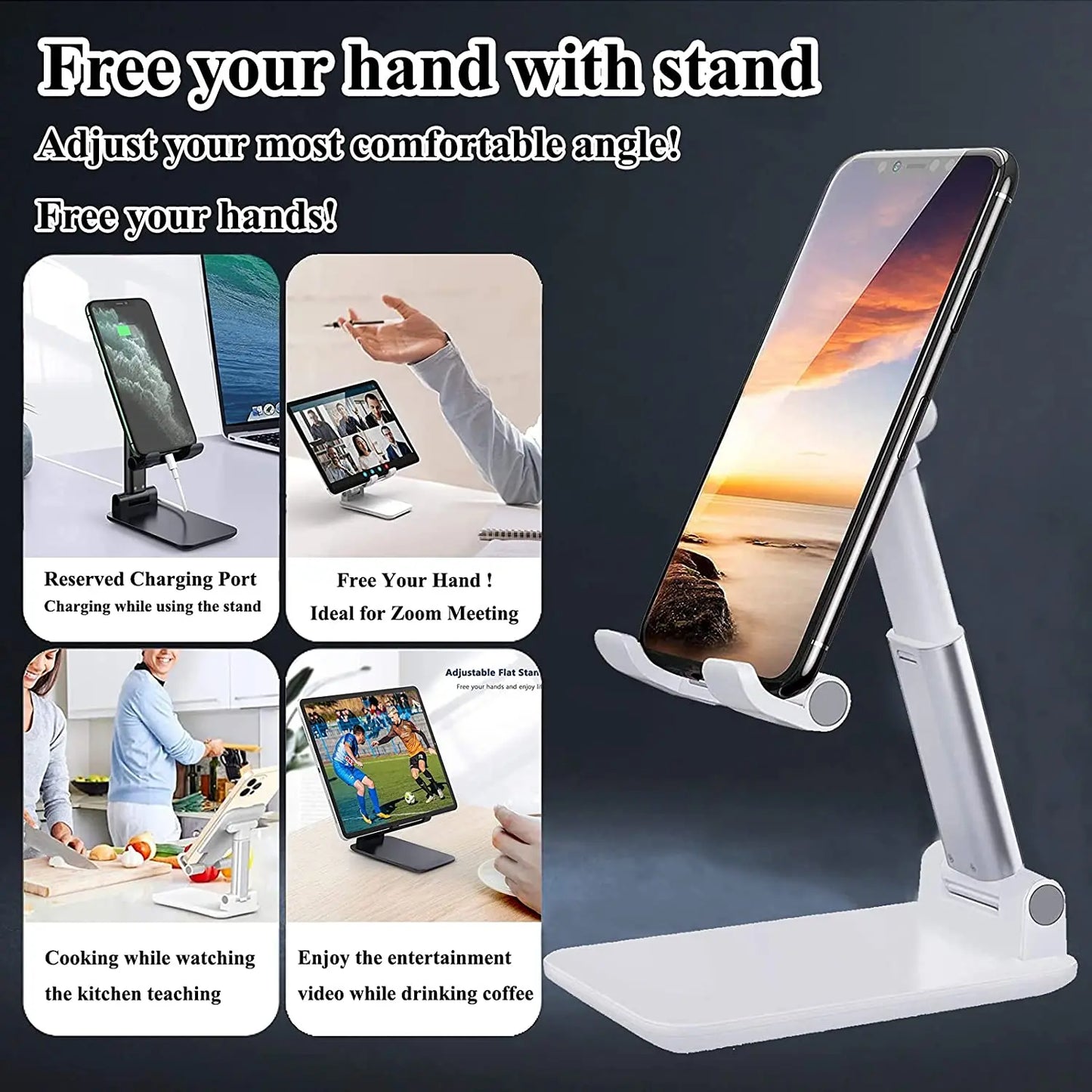 PROMOÇÃO!Atualizar!Suporte Para Celular e Tablet Dobrável Portátil Ajustável Apoio Mesa