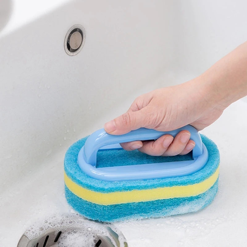Cleaning Brush With Bathroom Handle Kitchen Glass Sponge Household Wall Stain Removal Tools