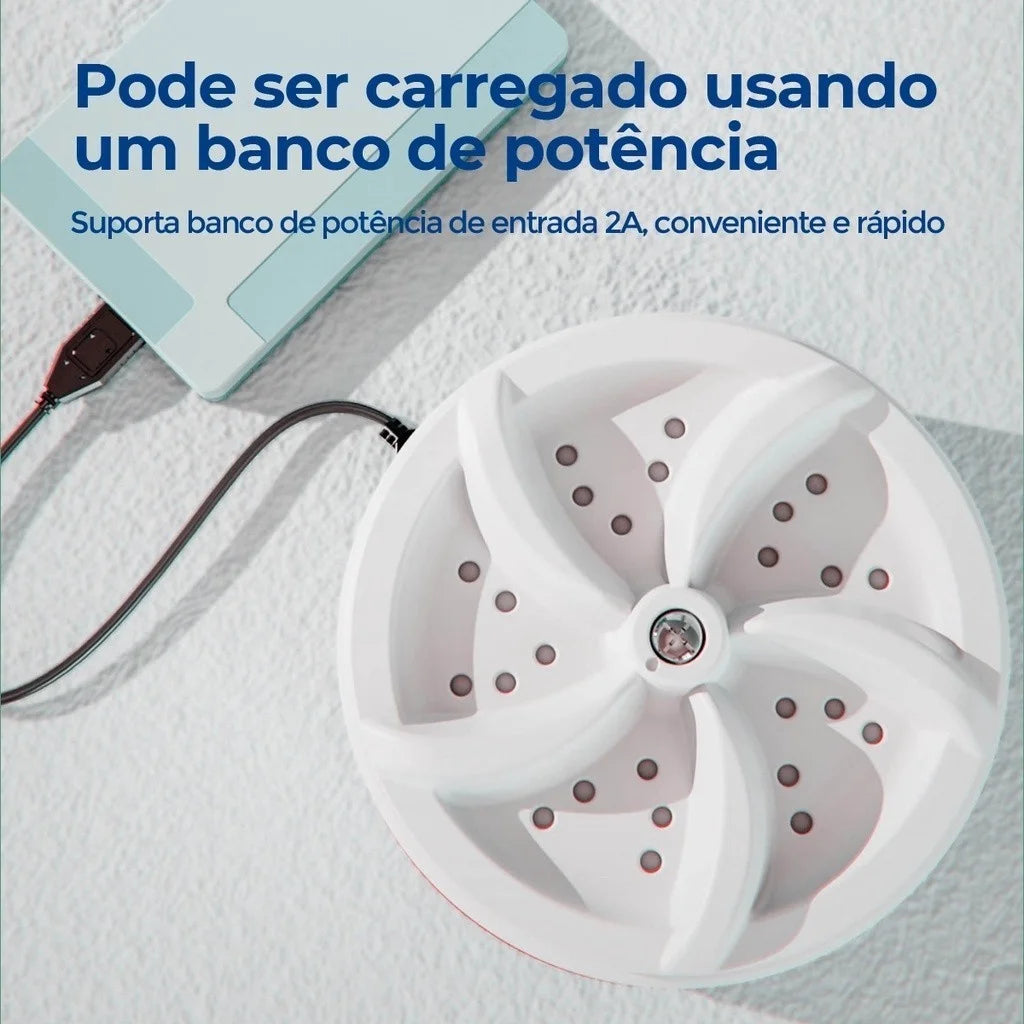 Mini Máquina de Lavar Roupas Panos Toalhas no Balde Portátil Ultrassônica Lavanderia USB Lava Louças Branco com USB