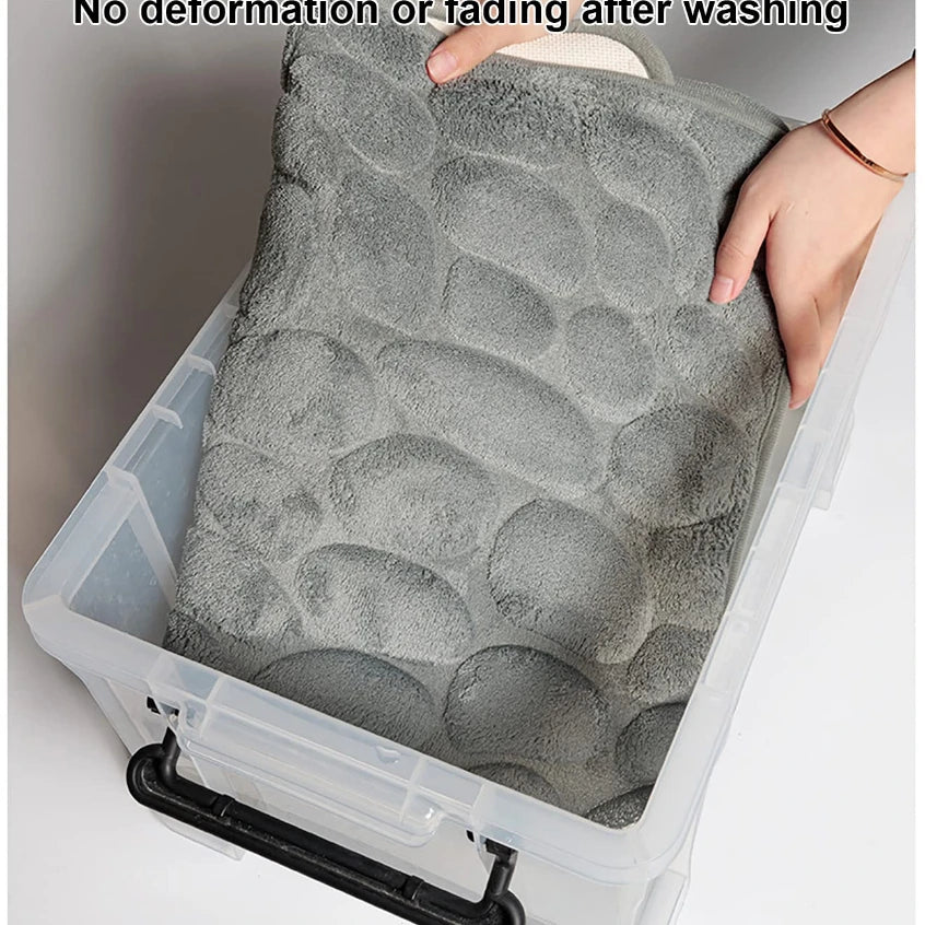 Bathroom mat embossed cobblestone decoration anti-slip washbasin mat bathtub