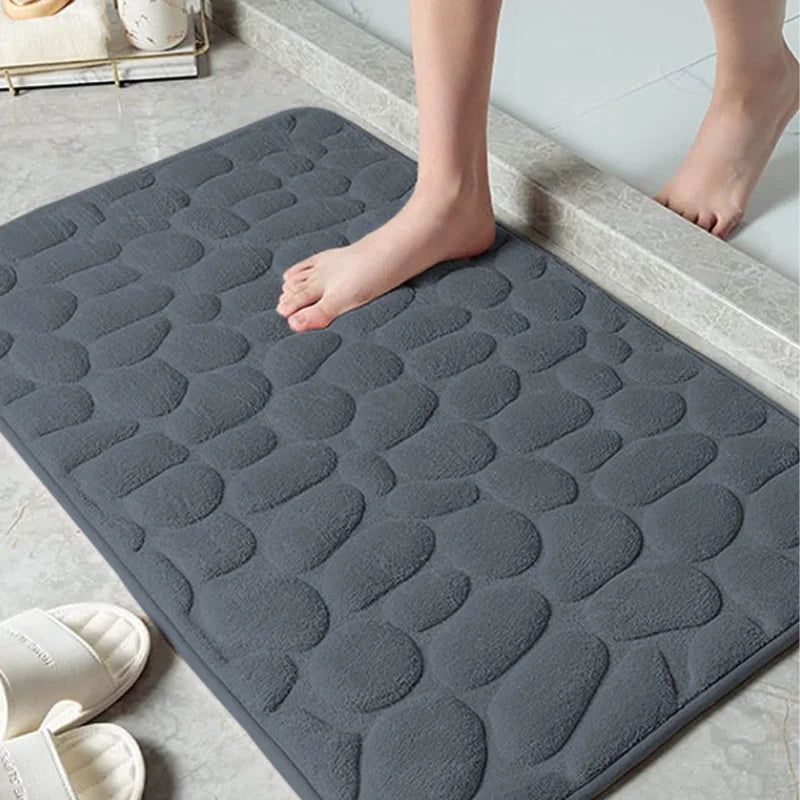 Bathroom mat embossed cobblestone decoration anti-slip washbasin mat bathtub