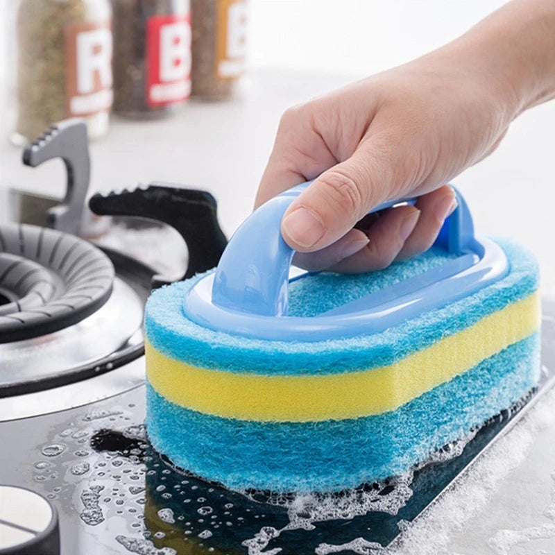 Cleaning Brush With Bathroom Handle Kitchen Glass Sponge Household Wall Stain Removal Tools