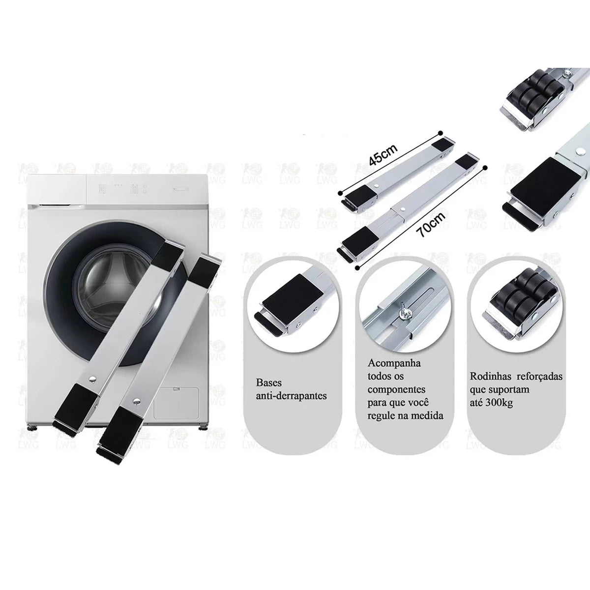 Adjustable Universal Washing Machine Holder, Refrigerator Base Mount, Mobile Roller Holder
