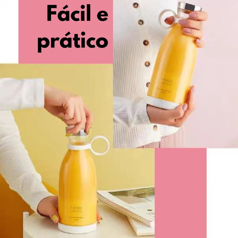 Garrafa Mini Liquidificador Elétrico Portátil 380mL Recarregável Prático Suco de Frutas Smoothie - ENVIO RÁPIDO