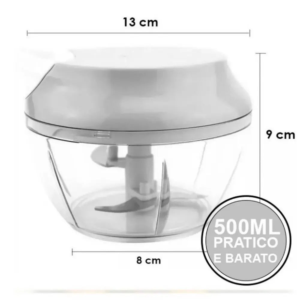 Processador Triturador Manual Alimentos 5 Lâminas 900 Ml ou 3 Laminas 500ml Grande Premium Cores Sortidas