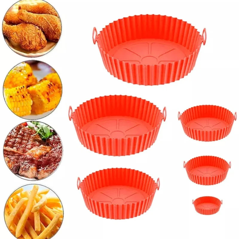 Kit 6 Shapes Airfryer Sizes Varied Silicone Non-stick Microwave Washable With Handle