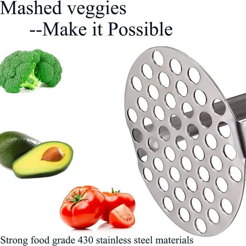 Amassador Batatas  Legumes Multiuso Aço Inox Com Cabo Plastico Cozinha Multiuso  Promoções