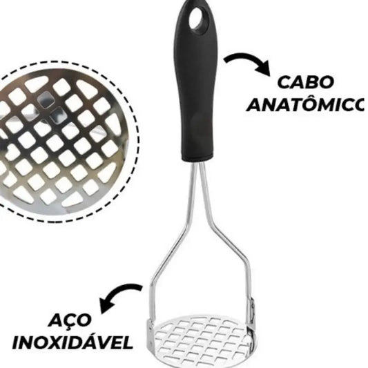 Amassador Batatas  Legumes Multiuso Aço Inox Com Cabo Plastico Cozinha Multiuso  Promoções
