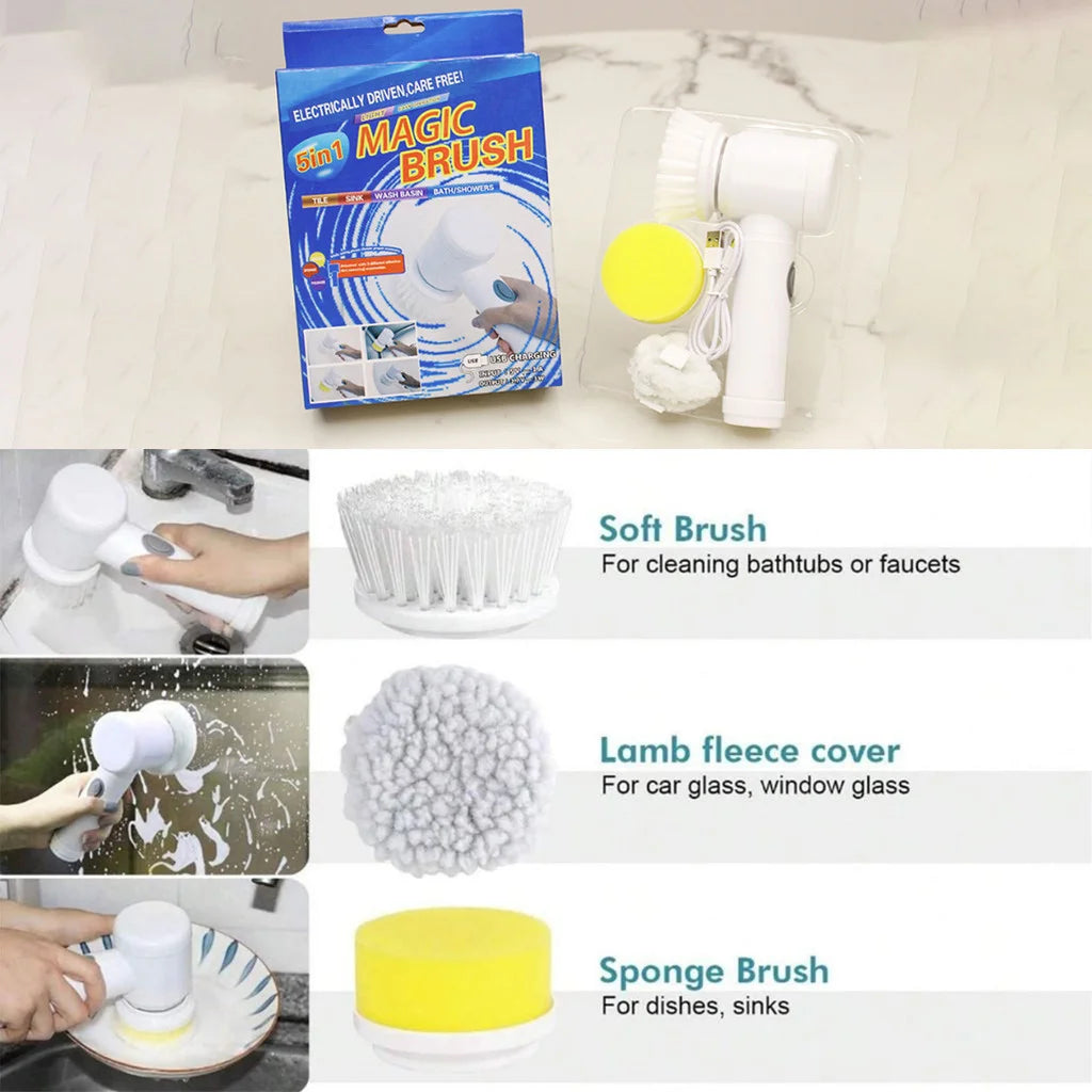 5 in 1 Electric Cleaning Brush Wireless Practical Multipurpose Cleaner For Kitchen Bathroom Practical Economic Free Shipping