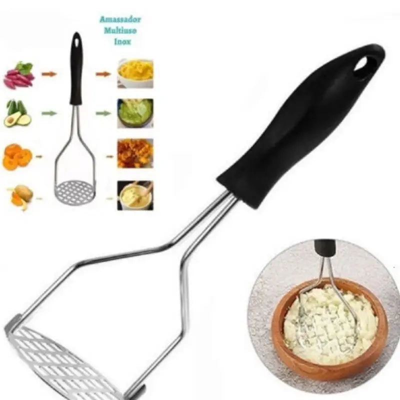 Amassador Batatas  Legumes Multiuso Aço Inox Com Cabo Plastico Cozinha Multiuso  Promoções